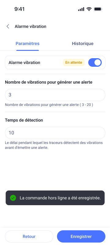 Command - hors ligne sauvegardée
