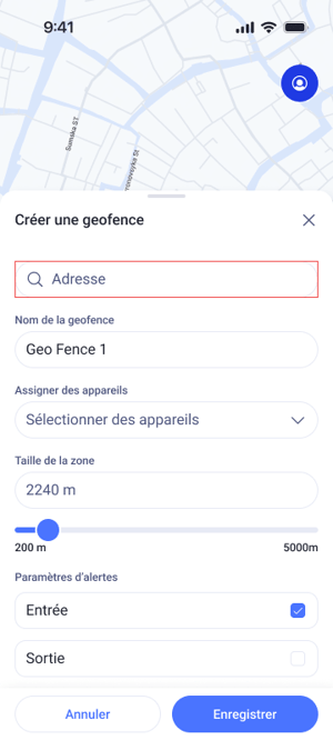 Geofence creation search focus